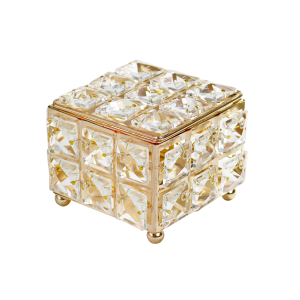 PORTA JOIAS DECORATIVO DE METAL E PLASTICO 8,8X8,8X7,5CM - 2471-DOU