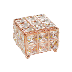 PORTA JOIA DECORATIVO DE METAL E PLASTICO 8,8X8,8X7,5CM - 2471-GR