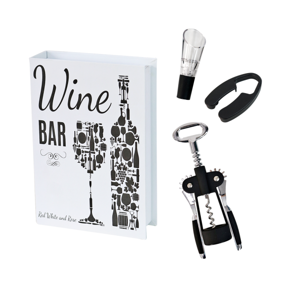 KIT PARA VINHO COM 03 PEÇAS CAIXA LIVRO - ZQ213