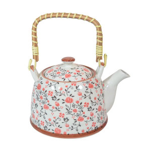 BULE CHALEIRA COM INFUSOR CERÂMICA  FLORAL COM ALÇA 600ML - BUL30A-LJ