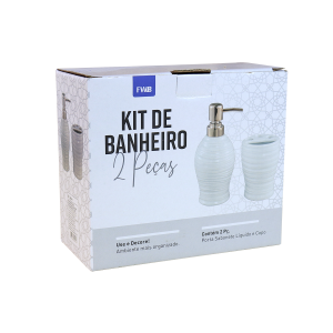 JOGO DE BANHEIRO DE CERÂMICA COM 02 PEÇAS E DOSADOR DOURADO - 98541D-BR