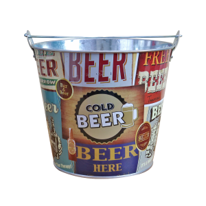 BALDE DE METAL PARA CERVEJA BEGE COLD BEER 7.6 LITROS - CA12097-C