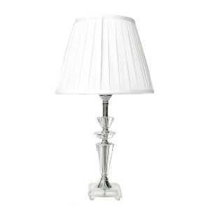 ABAJUR DE CRISTAL COM CUPULA DRAPEADA BRANCA BIVOLT 55 CM - REF 664