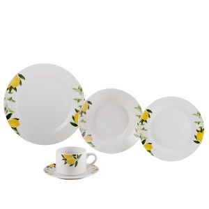 JOGO APARELHO DE JANTAR E CHÁ PORCELANA 20 PEÇAS LEMONS